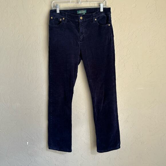 Lauren Ralph Lauren blue corduroy classic‎ straight pant size 10 - Picture 1 of 5